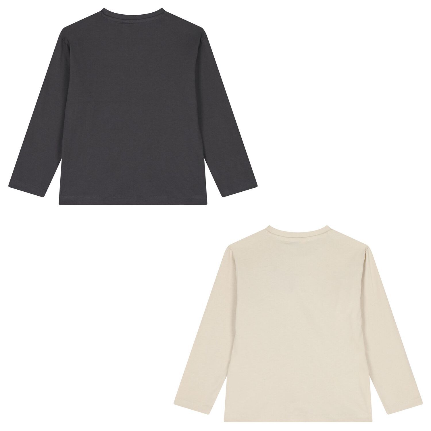 Boys Ivory & Grey Long Sleeve Top ( 2-Pack ), 1, hi-res image number null