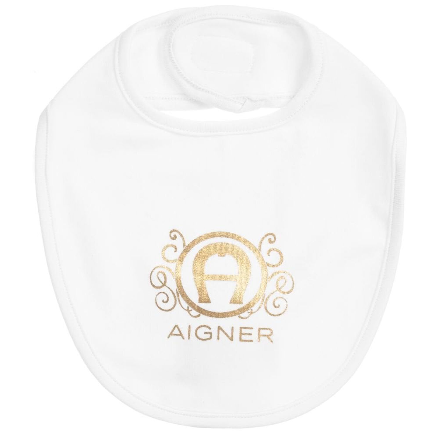 White & Gold Logo Baby Bib, 1, hi-res image number null
