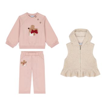 Baby Girls Pink & Beige Tracksuit Set