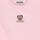 Younger Girls Pink Teddy Bear Logo Dress , 1, hi-res