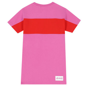 Girls Pink & Red Logo Dress