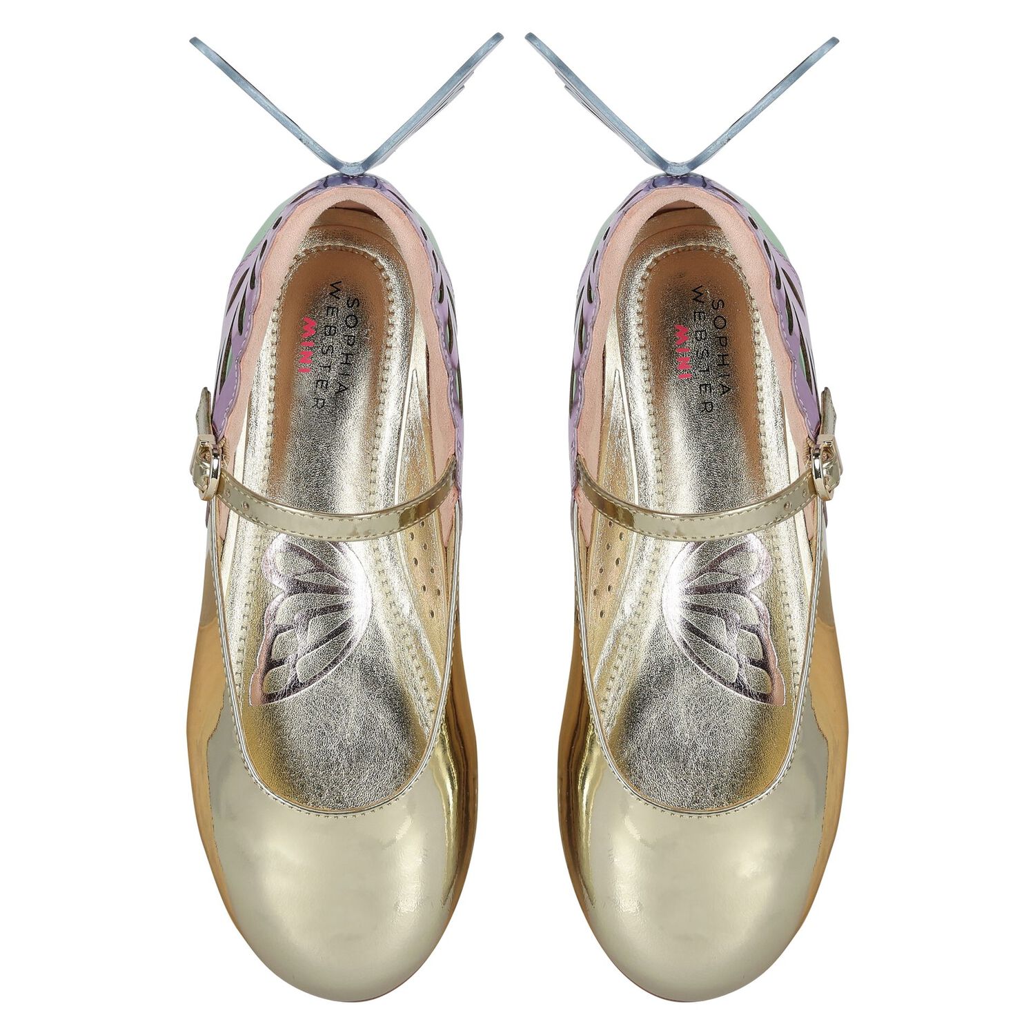 حذاء بنات  بطبعة فراشة باللون الذهبي , 1, hi-res