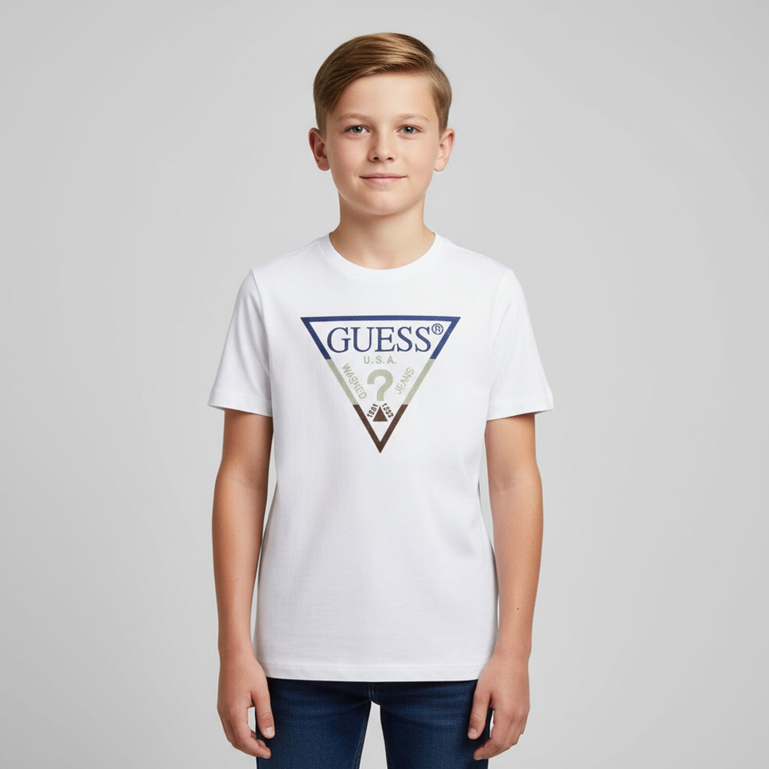 Boys White Logo T-Shirt, 3, hi-res image number null