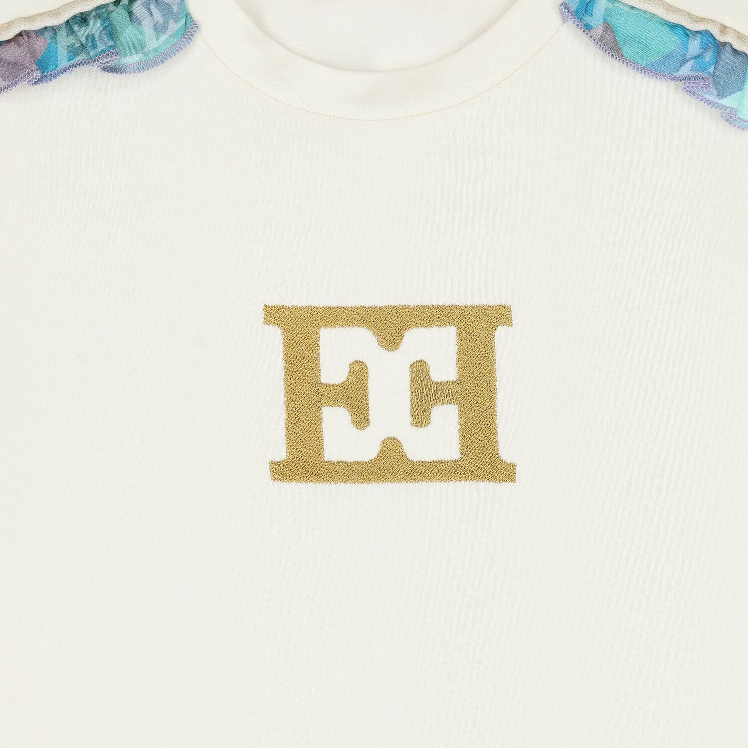 Girls Ivory & Blue Logo Dress, 1, hi-res