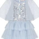 Girls Blue Tiered & Sequinned Tulle Dress, 1, hi-res