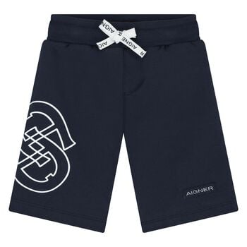 Younger Boys Navy Blue Logo Shorts