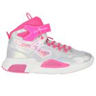 Girls Silver & Pink Faux Leather Trainers, 1, hi-res