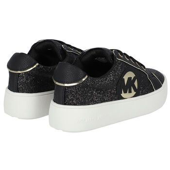 Girls Black & Gold Logo Trainers