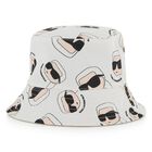 Baby Boys Beige & White Ikonik Karl Reversible Bucket Hat, 1, hi-res