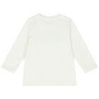 Younger Boys Ivory Logo Long Sleeve Top, 1, hi-res