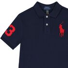 Boys Navy Blue Logo Polo Shirt, 1, hi-res