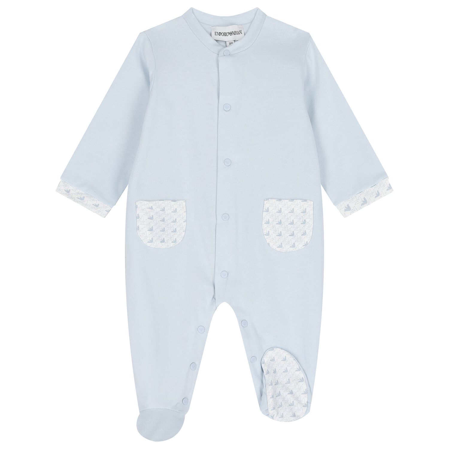 Baby Boys Blue & White Logo Babygrow Set, 3, hi-res