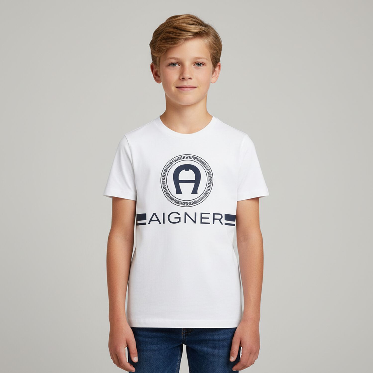 Boys White Logo T-Shirt, 1, hi-res image number null