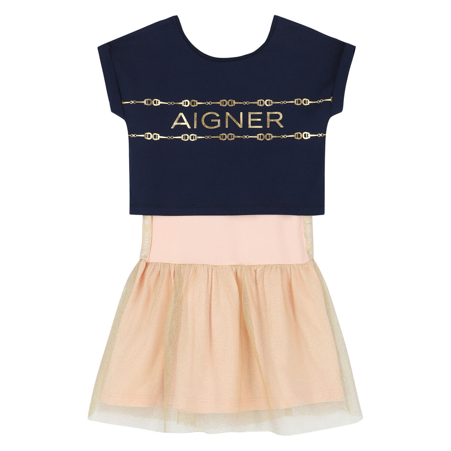 Girls Navy & Pink 2 In 1 Dress Set, 1, hi-res image number null