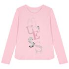 Girls Pink Logo Long Sleeve Top, 1, hi-res