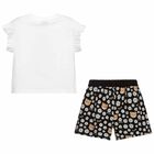 Girls Black & White Shorts & T-Shirt Set, 1, hi-res