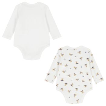 Baby Boys White Polo Bear Bodysuits ( 2 Pack )