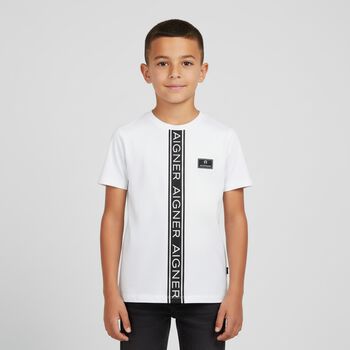 Boys White Logo T-Shirt, 1 Boys White Logo T-Shirt