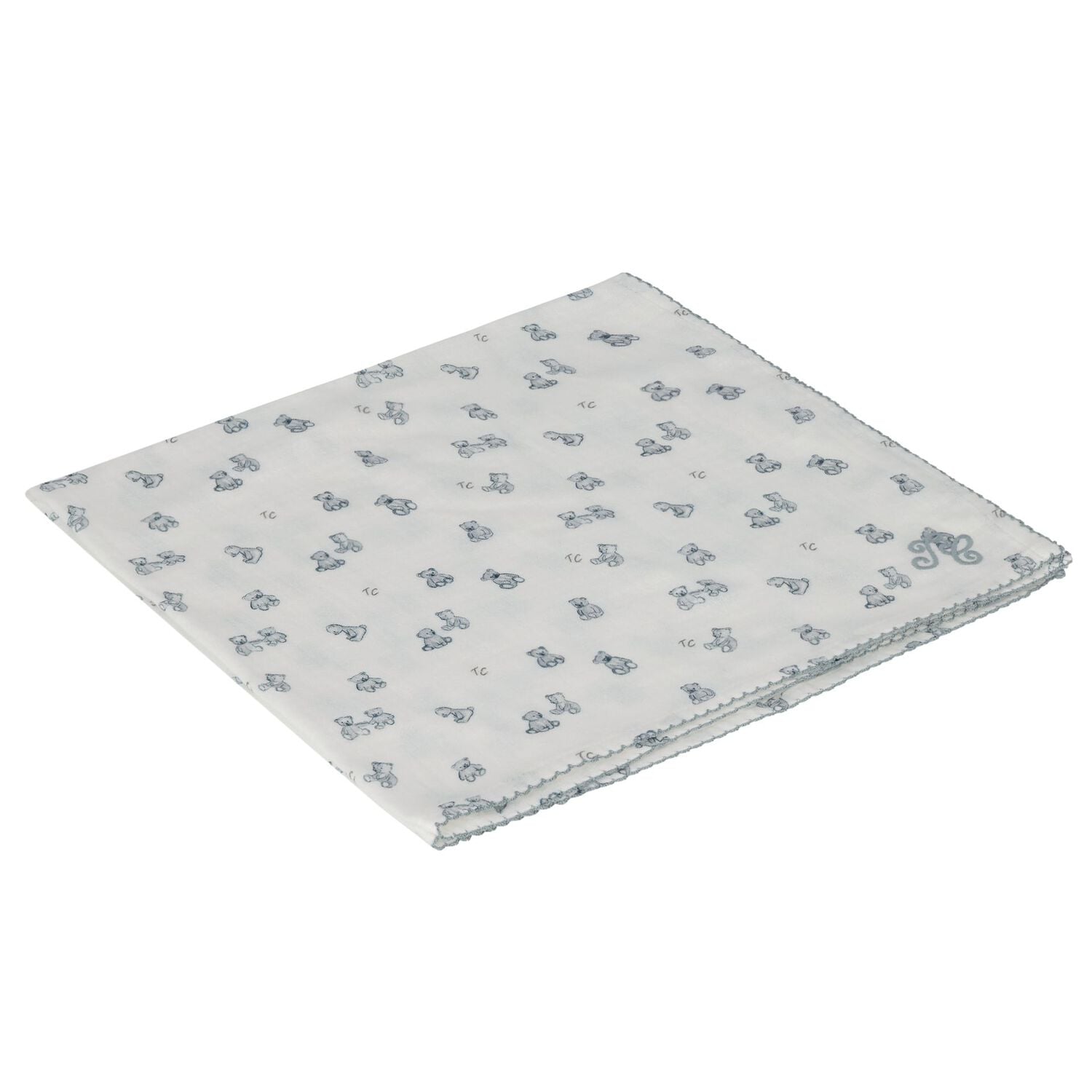 Baby Boys Ivory & Blue Teddy Bear Blanket, 1, hi-res