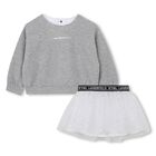 Younger Girls Grey & White Logo Skirt, 1, hi-res