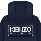 Navy Blue Logo Hooded Zip Up Top, 1, hi-res