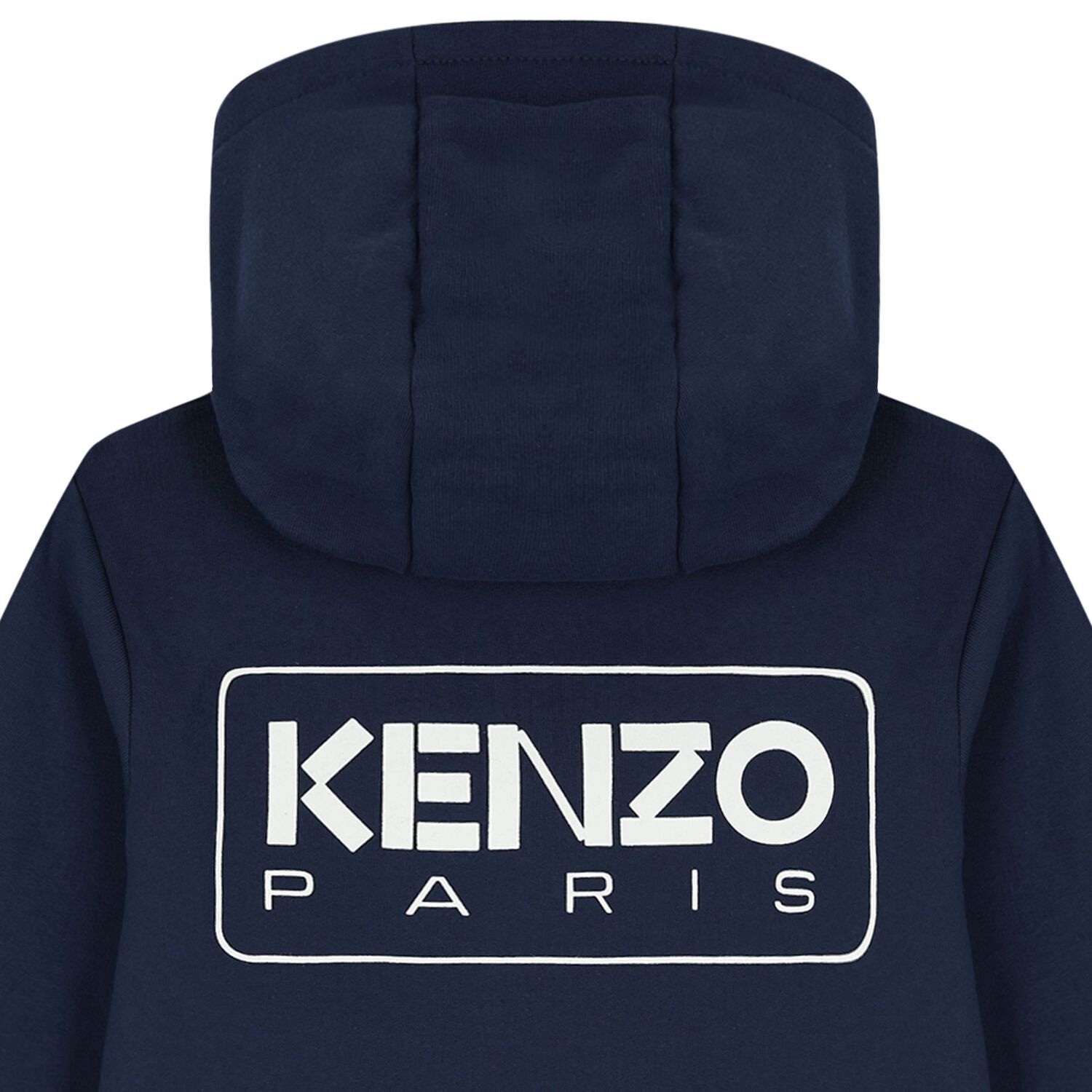 Navy Blue Logo Hooded Zip Up Top, 1, hi-res