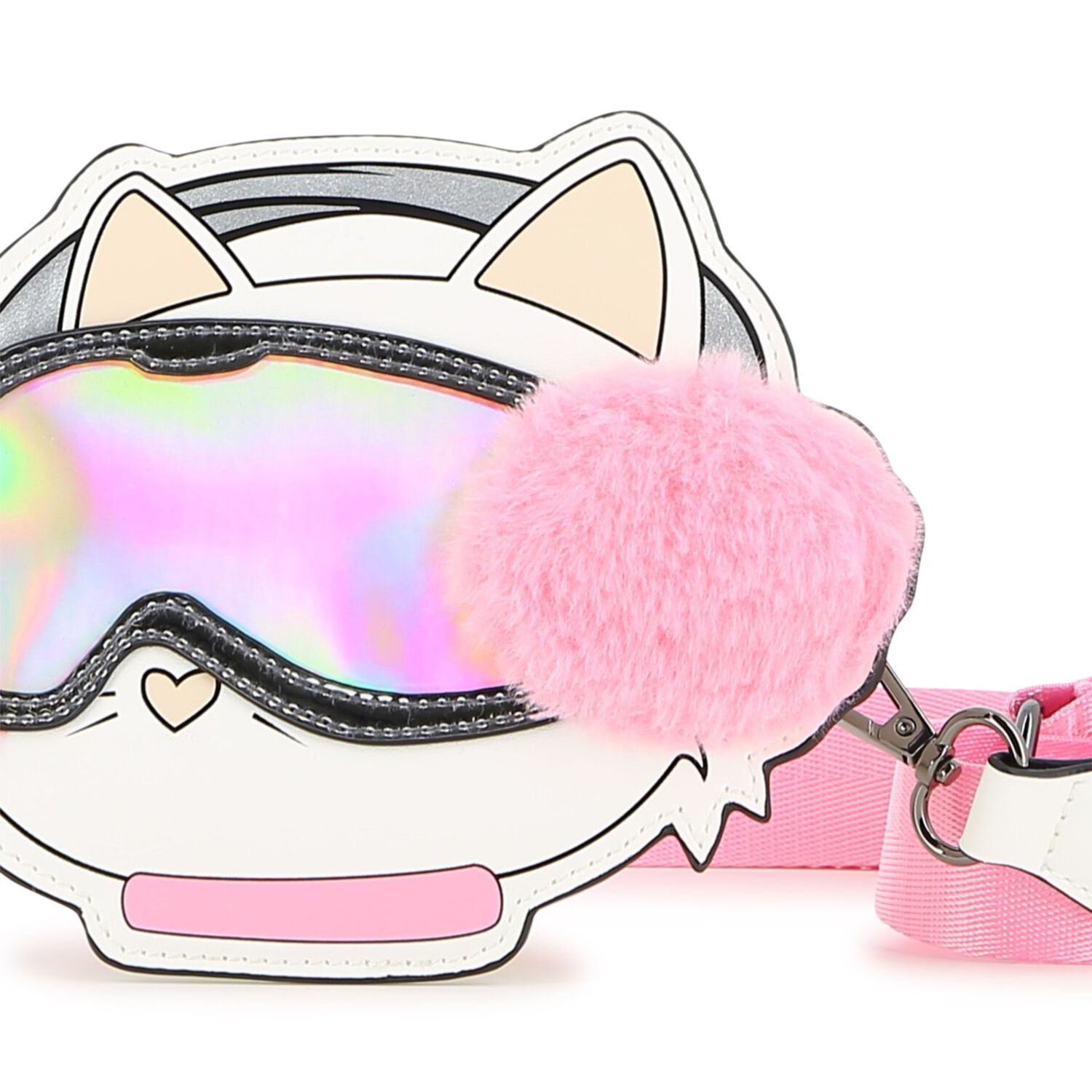 Girls White & Pink Choupette Shoulder Bag ( 14cm ), 1, hi-res
