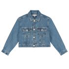 Girls Blue Logo Denim Jacket, 1, hi-res