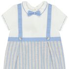 Baby Boys White & Blue Romper, 2, hi-res