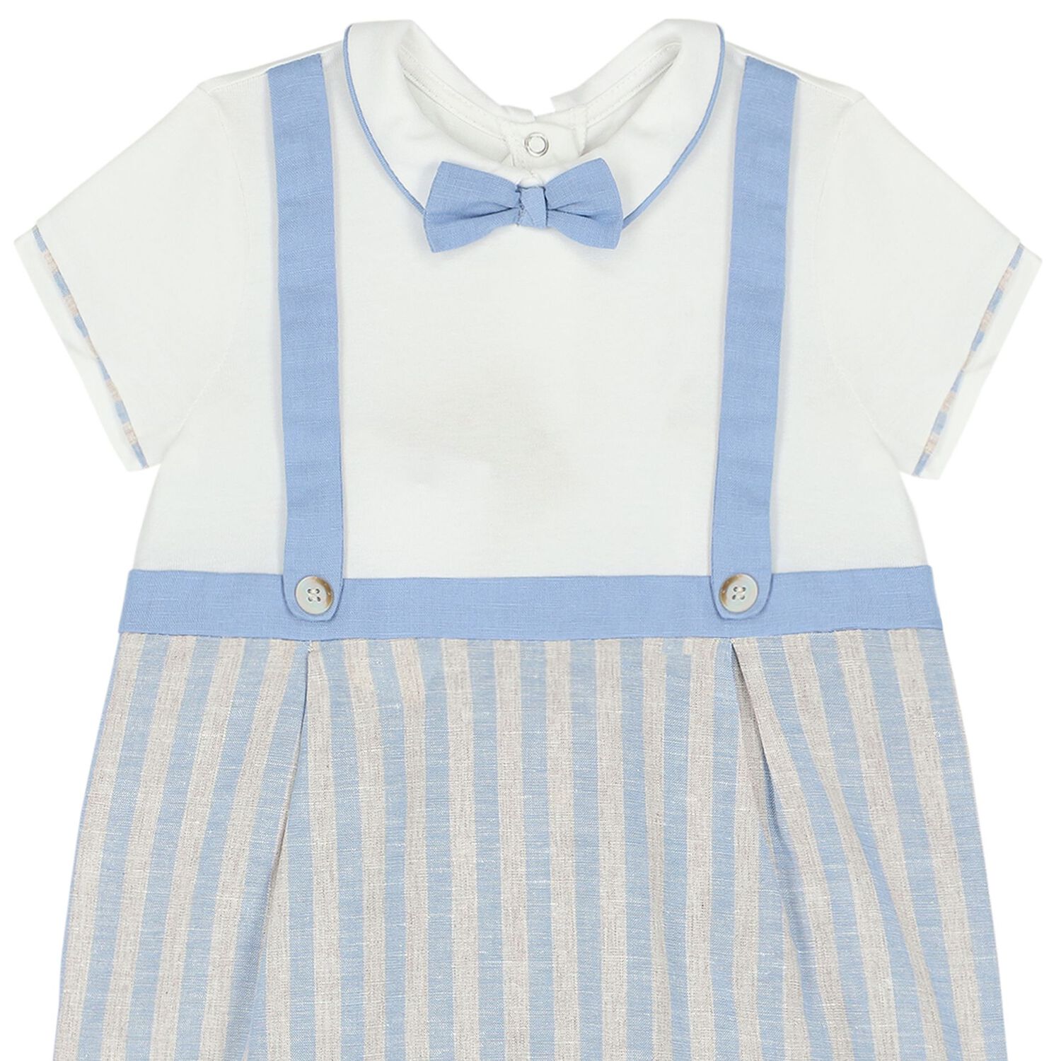 Baby Boys White & Blue Romper, 2, hi-res