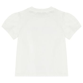 Girls White Rhinestone Logo Blouse