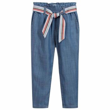 Girls Blue Cotton Trousers