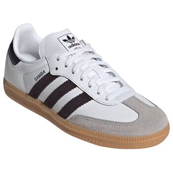 White & Brown Logo Samba Trainers