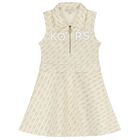 Girls Ivory & Beige Logo Dress, 1, hi-res