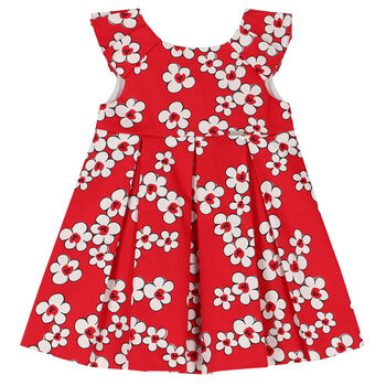 Younger Girls Red Floral Dress