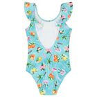 Girls Green Ruffled Swimsuit, 3, hi-res