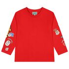 Girls Red Logo Long Sleeve Top, 1, hi-res