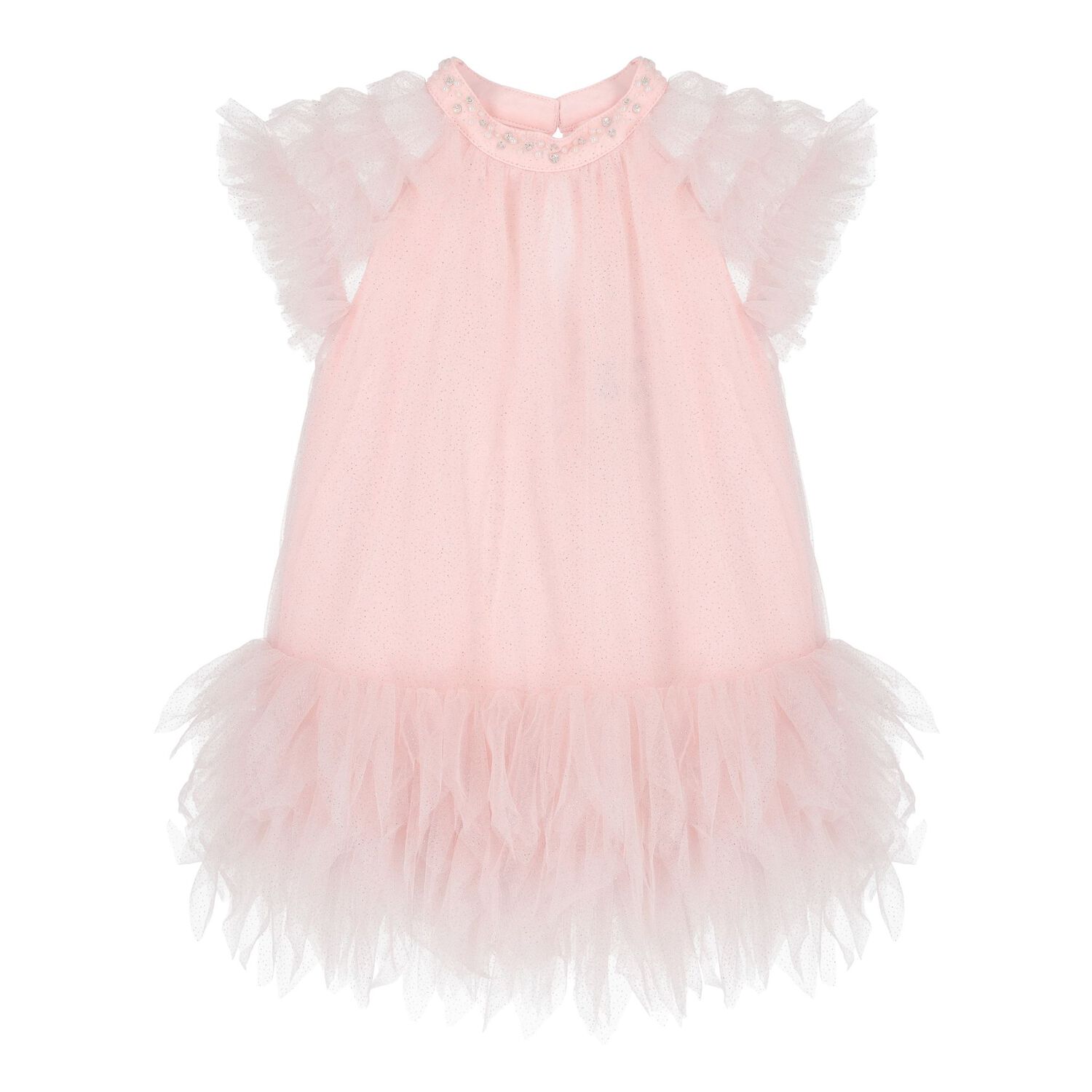 Baby Girls Pink Glitters Tulle Dress Set, 1, hi-res