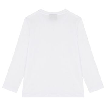 Boys White Logo Long Sleeve Top