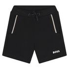  Younger Boys White & Black Logo Shorts Set, 1, hi-res