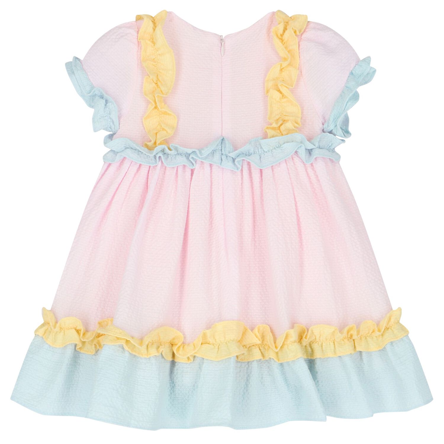 Younger Girls Seersucker Pink & Blue Dress, 1, hi-res