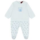 Baby Boys Blue Teddy Bear Logo Babygrow, 2, hi-res