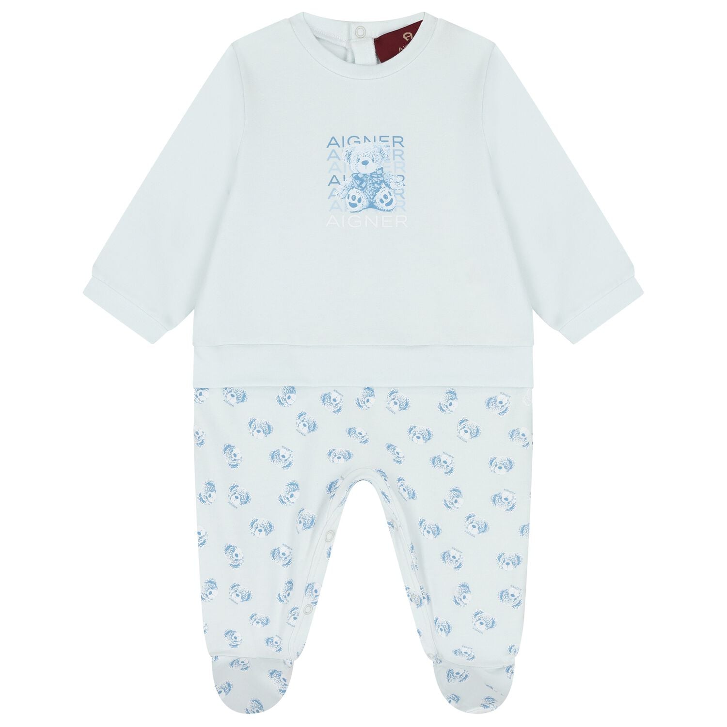 Baby Boys Blue Teddy Bear Logo Babygrow, 2, hi-res