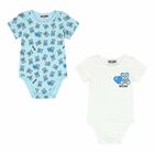 White & Blue Teddy Bear Bodysuit Set, 1, hi-res