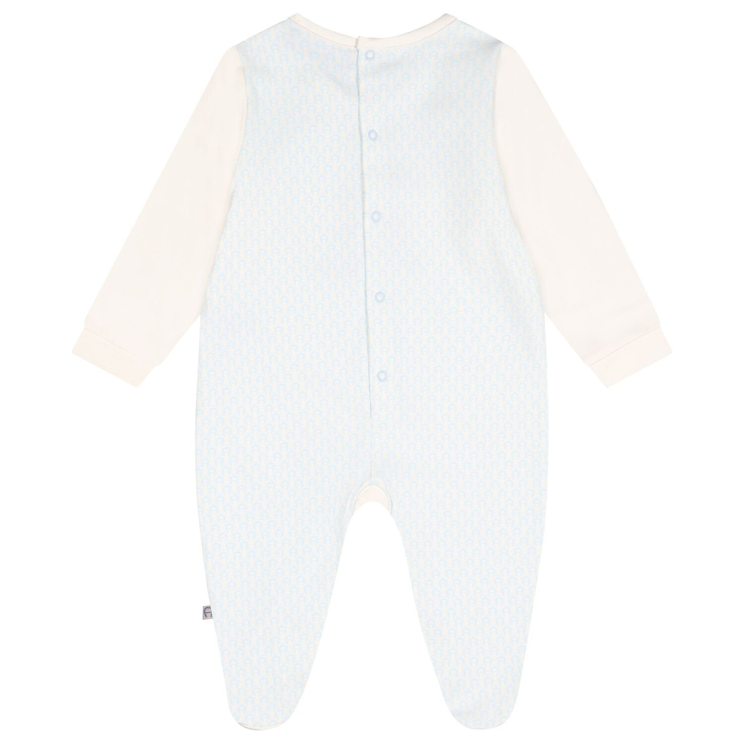 Baby Boys Ivory & Blue Teddy Bear Logo Babygrow, 2, hi-res