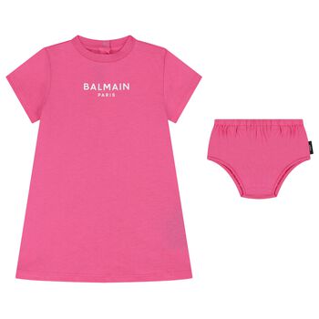 Younger Girls Pink Logo Dress Set