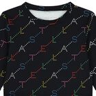 توب بنات بأكمام بالشعار باللون الأسود , 1, hi-res