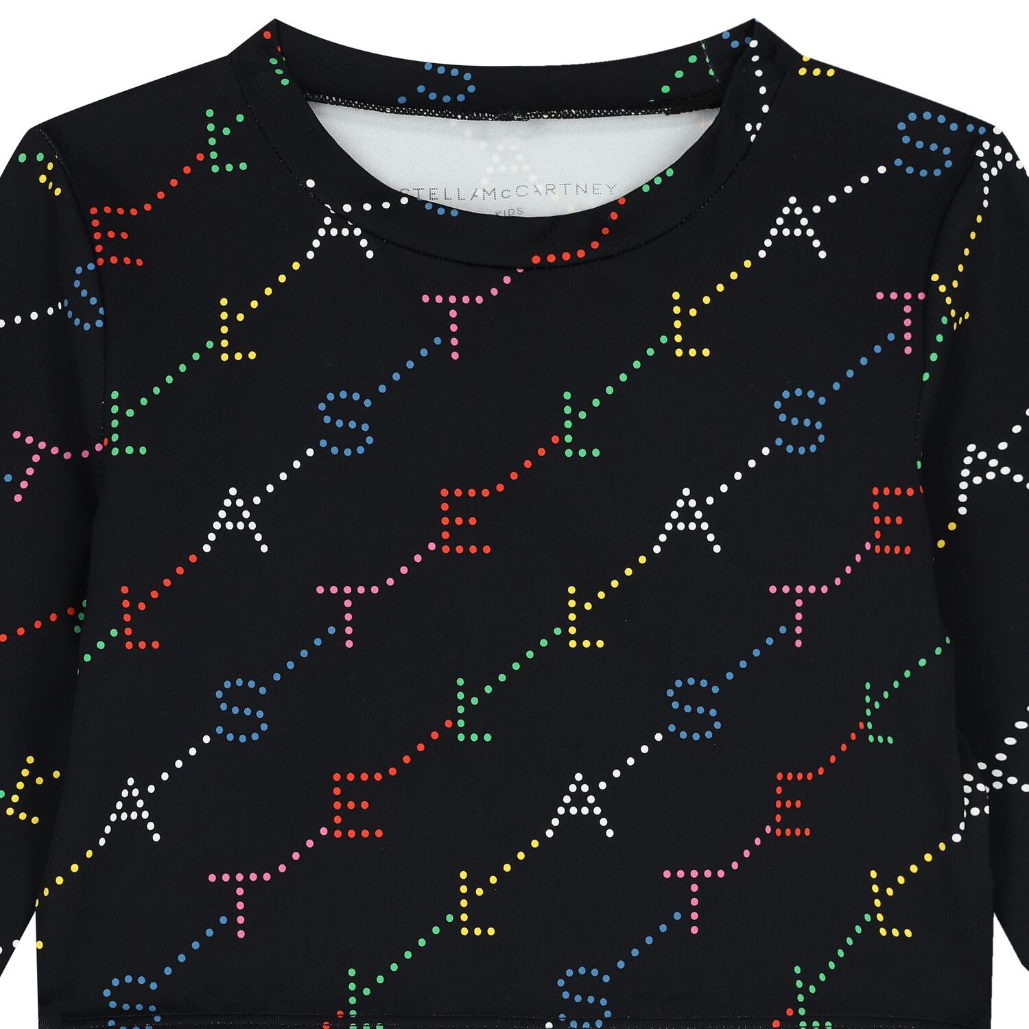 توب بنات بأكمام بالشعار باللون الأسود , 1, hi-res image number null