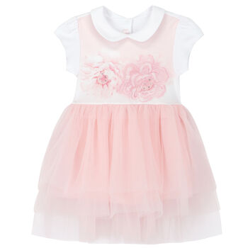 Baby Girls White & Pink Floral Dress