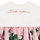 Girls White & Pink Rose Dress, 1, hi-res